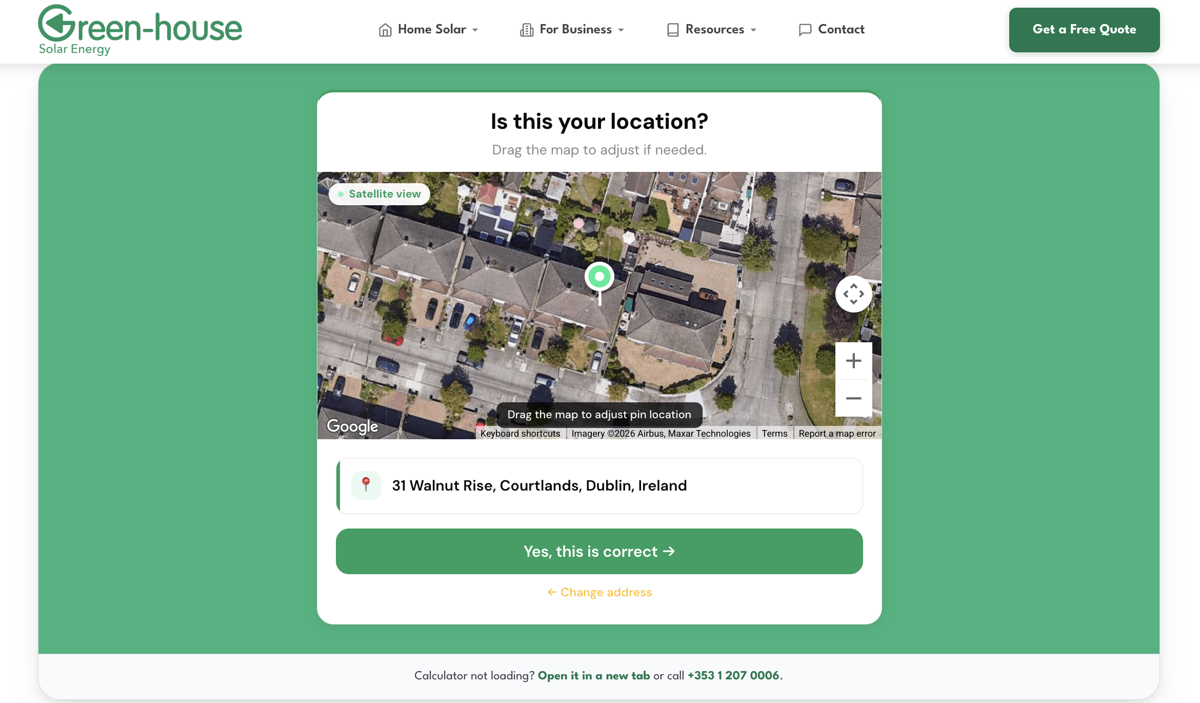 Solar calculator location verification step